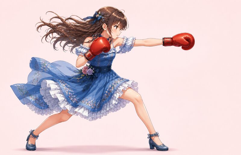 姫がボクシングをしている絵
