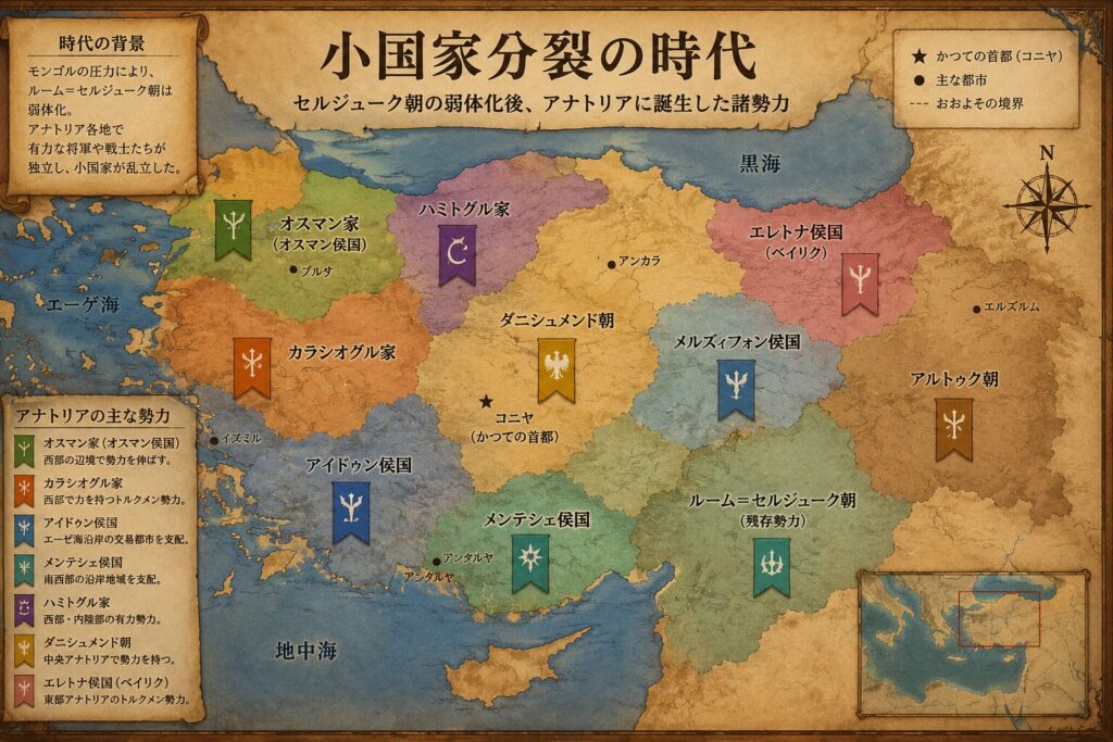 小国家分裂の時代の地図