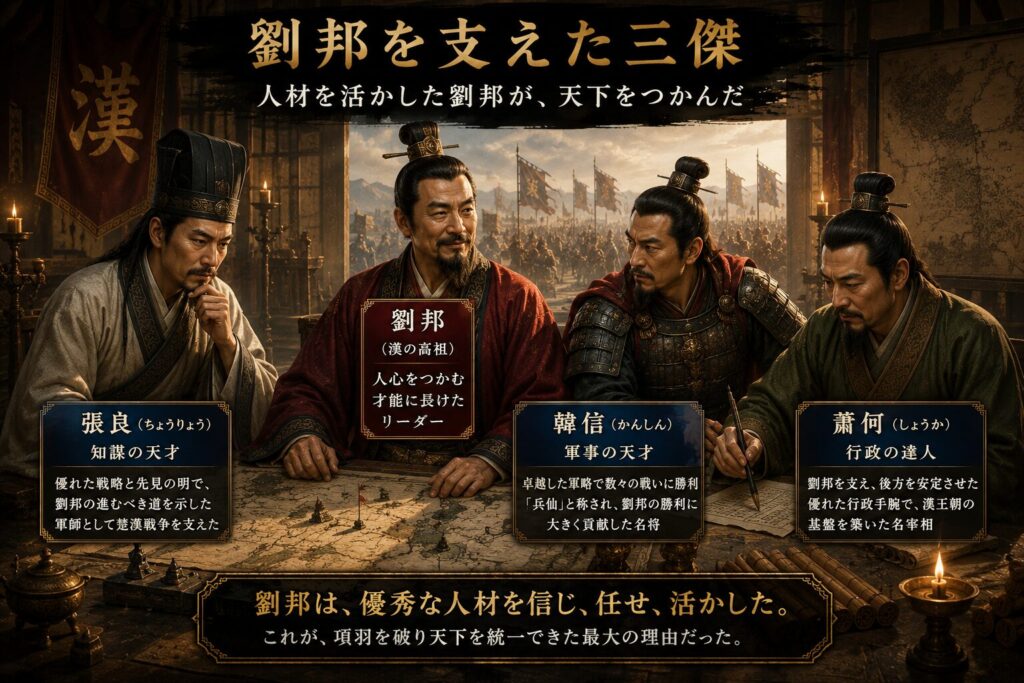 劉邦を支えた三傑(張良・韓信・蕭何)