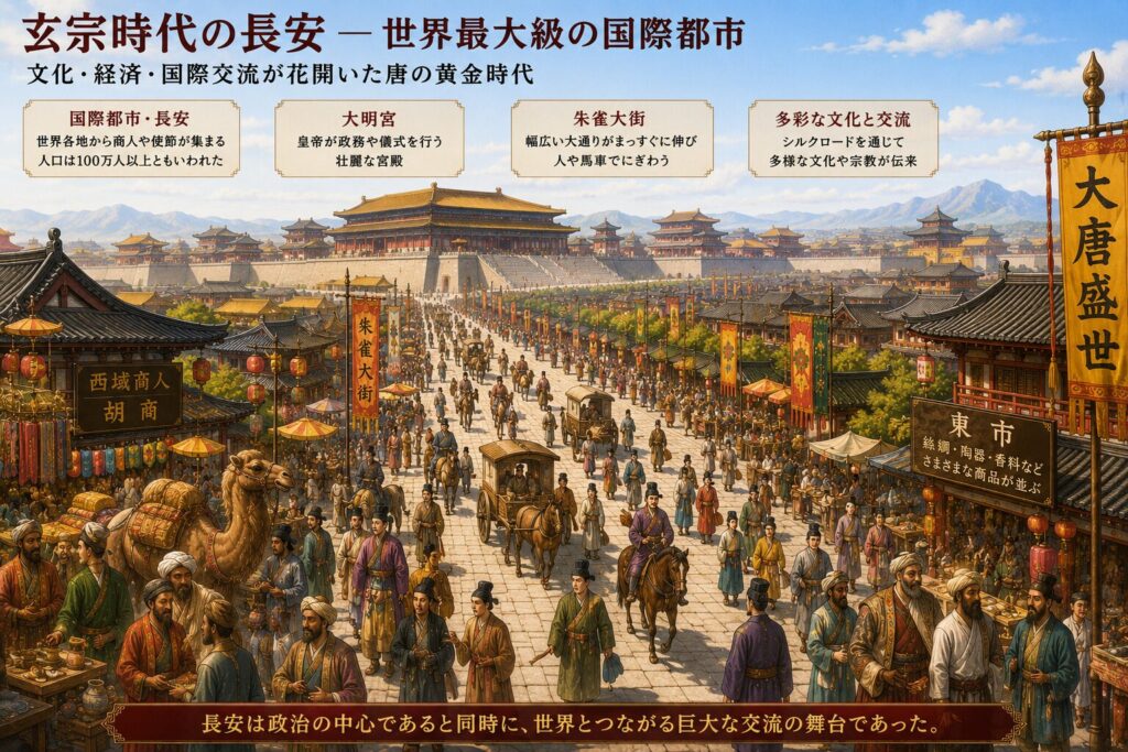 玄宗時代の長安（世界最大級の国際都市）